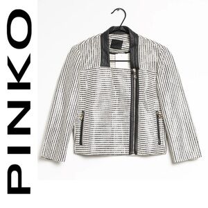 Pinko Black and White moto jacket
